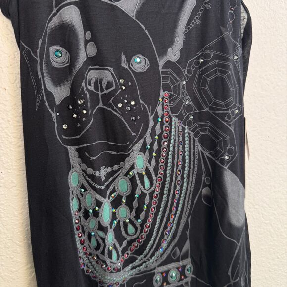 Key Closet Top Womens Small Frenchie Bulldog Tank Rhinestone Swarovski Crystal - Picture 4 of 9